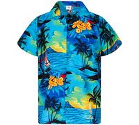 King Kameha Funky-Chemise-Hawaienne, Manche-Courte, Surf, Turquoise, XL