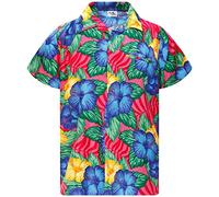 King Kameha Funky Chemise-Hawaienne, Manche-Courte, Wild-Flowers, Rose, 5XL