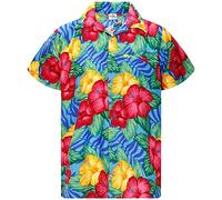 King Kameha Funky Chemise-Hawaienne, Manche-Courte, Wild-Flowers, Turquoise, L