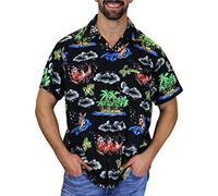 King Kameha Funky-Chemise-Hawaienne, Noël, Manche-Courte, Christmas-Island, Multi-Noir, L