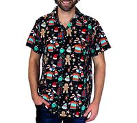 King Kameha Funky-Chemise-Hawaienne, Noël, Manche-Courte, Ginger-Bread, Noir, 4XL