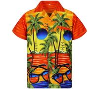 King Kameha Funky Chemise Hawaienne, Sunglasses, Orange, XL