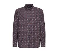 King Kerosin Chemise à manches longues pour homme - Chemise business - Style motard - Imprimé intégral - Chemise de loisirs - Crâne - Flames - Col Kent - Poignets - 50s - Vintage - Rétro - Kustom