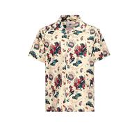 King Kerosin Chemise hawaïenne pour homme - Chemise hawaïenne - Rockabilly - années 50 - Pinup - Vegas - Casino - Hotrod - Devil - Vintage - Rétro - Manches courtes - Col à revers - Biker - Camionneur