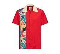 King Kerosin Chemise panneau pour homme | Chemise de lounge | Chemise de bowling | Manches courtes | Pin-Up Girl | Las Vegas | Rockabilly | Rock'n'roll | Vintage | Rétro | Coton biologique | Hawaii