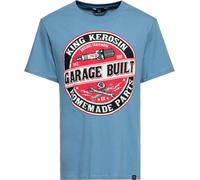 King Kerosin Garage Built, t-shirt M Bleu Clair/Rouge/Gris Bleu Clair/Rouge/Gris