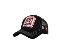 King Kerosin Lucki Maurer Ludwig Maurer Casquette de camionneur en maille pour homme Édition limitée Rocker Biker Star Koch Statement Stitching Never Fuck A Fucker, Noir , taille unique