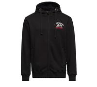 King Kerosin Sweat à capuche zippé pour homme | Veste à capuche | Veste de survêtement | Sweat à capuche | Patch | Broderie | Vintage | Rétro | California Speed Superior, Noir , M