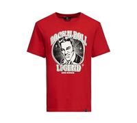 King Kerosin T-shirt pour homme | T-shirt imprimé | Manches courtes | Coupe droite | King of Rock 'N' Roll | Legend | Vintage | Rétro | US | 50S | Col rond Rock 'N' Roll Legend, rouge, L