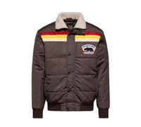 King Kerosin Veste d'hiver pour homme - Veste de ski - Rétro - 1970 - 70S - Sherpa - Teddy - Patch - California - Veste matelassée Californian Rebel, marron, S