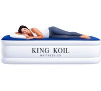 King Koil King Matelas gonflable avec pompe à grande vitesse intégrée, idéal pour la maison, le camping, les invités, matelas gonflable double de luxe, grand matelas gonflable de luxe de 50,8 cm