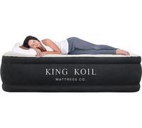 King Koil Matelas Gonflable de Luxe pour Grand lit avec Pompe Haute Vitesse intégrée, Dessus de lit Gonflable et Flocage latéral, résistant aux Perforations, Matelas Gonflable Double pour Camping,
