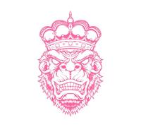 King Kong en colère avec une couronne de gorille ornée Stickers gravés 57.6x91.8cm Peinture murale artistique Rose