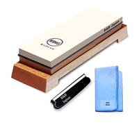 KING Le kit de démarrage de la pierre à aiguiser comprend une pierre à aiguiser à grain 1000/6000 fabriquée au Japon, un support d'angle pour couteau, un chiffon d'essuyage original B&B Japan et une