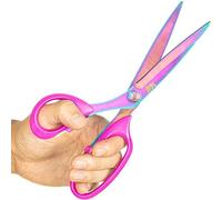 KING LION Ciseaux Main gauche adultes, acier inoxydable forgé avec revêtement en titane, super tranchants, pour couper des tissus, des vêtements, des textiles, 23 cm