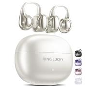 King Lucky Écouteurs à Clipser sans Fil Bluetooth 6.0 avec Micro, 50 Heures de Lecture, Suppression du Bruit, étanche, Confortable pour Les porteurs (Blanc nacré, Standard)