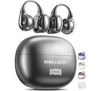 King Lucky Écouteurs à Clipser sans Fil Bluetooth 6.0 avec Micro, Affichage LED, 50 h de Lecture, étanches, Confortables pour Les porteurs de Petites Oreilles et de Lunettes, Sport(Noir)