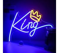 King néon lumières décoratives Enseigne lumineuse néon Sign, enseigne lumineuse LED décoration murale pour salle de jeux chambre mur bar mariage cadeaux déco