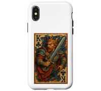 King of Clubs Warrior Medieval Fantasy Card Lucky Poker Coque pour iPhone X/XS