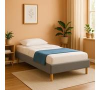 King of Dreams Adrien - Solide et Confortable Sommier Tapissier Gris + Pieds en 18 cm pour Matelas en 100x200-13 Lattes - revetement Tissu Polyester Facile d'entretien