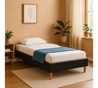 King of Dreams Adrien - Solide et Confortable Sommier Tapissier Noir + Pieds en 18 cm pour Matelas en 100x200-13 Lattes - revetement Tissu Polyester Facile d'entretien