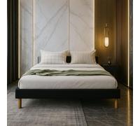 King of Dreams Adrien - Solide et Confortable Sommier Tapissier Noir + Pieds en 18 cm pour Matelas en 120x200-13 Lattes - revetement Tissu Polyester Facile d'entretien