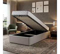 King of Dreams Ensemble Lit Coffre et Matelas 100x200 cm - Couleur : Gris - Sommier Relevable avec Vérins Hydrauliques - Matelas Soutien Très Ferme Haute Densité - Lit Coffre Déhoussable