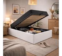 King of Dreams Ensemble Lit Coffre et Matelas 90x200 cm - Couleur : Blanc - Sommier Relevable avec Vérins Hydrauliques - Matelas Latex Accueil Moelleux Soutien Ferme - Lit Coffre Déhoussable