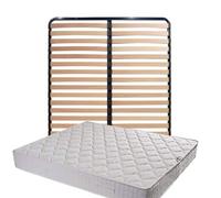 King of Dreams Ensemble Matelas Tissu Ignifuge 200x200 + Sommier Démonté + Pieds + Oreiller Mémoire + Protège Matelas Offerts - Hauteur 25 cm - Confort Ferme - Anti feu
