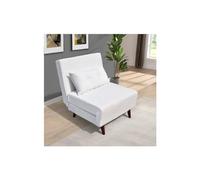 Fauteuil convertible lit une place tissu velours Blanc dimension: 80x90x84 cm-dimension lit: 80x190x28 cm