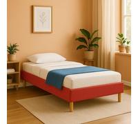King of Dreams Gregory - Solide et Confortable Sommier Tapissier Rouge + Pieds en 20 cm pour Matelas en 90x190-13 Lattes