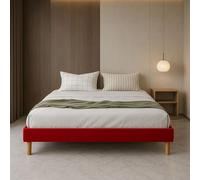 King of Dreams Gregory - Solide et Confortable Sommier Tapissier Rouge + Pieds en 20 cm pour Matelas en 160x200-13 Lattes
