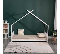 King of Dreams Lit cabane en pin Massif 90x190 cm Blanc avec 10 Lattes en contreplaqué peuplier - modèle Nikita - Montage Rapide et Facile