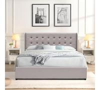 King of Dreams Lit Coffre dehoussable 140x190 cm avec tête de lit capitonnée - 12 Lattes - Montage Rapide - revêtement PVC Facile d'entretien