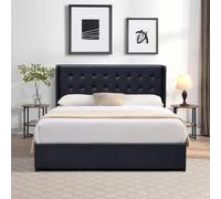 King of Dreams Lit Coffre dehoussable 140x200 cm avec tête de lit capitonnée et 14 Lattes - Montage Rapide et Facile - Revêtement PVC Simili Facile d'entretien