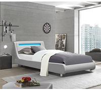 King of Dreams Lit gina pour Matelas 90x190 - Sommier + Tête de Lit Incurvee Couleur Gris + Pieds en 5 cm - 13 Lattes - revetement PVC Simili Facile d'entretien - Montage Rapide et Facile
