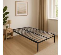 King of Dreams Marion - Sommier Noir Cadre a Lattes Renforcé et Soutien Réglable + Pieds 160x200 x 29 cm en Metal - Montage Rapide et Facile - epaisseur du Metal +/- 1,2 mm 2 x 17 Lattes en 9mm