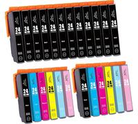 King of Flash 24xl Cartouche d'encre compatible pour Epson 24 XL pour imprimante Epson Expression Photo XP-970 XP-55 XP-950 XP-860 XP-960 XP-750 XP-760 XP-850 2 ensembles et 12 noirs.