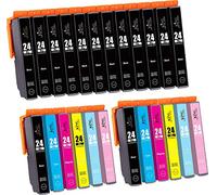 King of Flash 24xl Cartouche d'encre compatible pour Epson 24 XL pour imprimante Epson Expression Photo XP-970 XP-55 XP-950 XP-860 XP-960 XP-750 XP-760 XP-850 2 ensembles et 12 noirs.