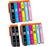 KING OF FLASH 24xl Cartouches d'encre de rechange pour Epson 24 XL pour Epson XP-970, XP-55, XP-950, XP-860, XP-960, XP-750, XP-760, XP-850 (2 ensembles et 2 noirs)