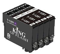KING OF FLASH Cartouches d'encre de rechange pour Epson T1281 T1282 T1283 T1284 T1285 compatible avec Epson Stylus SX125 SX235W SX130 S22 SX445W SX438W SX435W SX425W