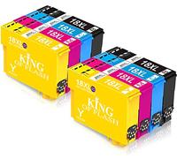 King of Flash neuf Imprimante compatible cartouches d'encre Cyan, magenta, jaune, noir pour Epson t1815 - EPSON XP-30, 102, 202, 305, 405, 205, 302, 415, 415, 412, 315, 312, 215, 212, 405 WH Imprimantes - 2 Set of 4