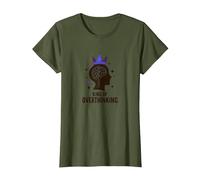 King of Overthinking : Witty Brain Crown T-Shirt, Femme, Olive, XS