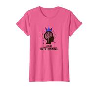 King of Overthinking : Witty Brain Crown T-Shirt, Femme, Rose chiné, S