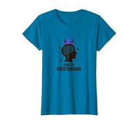 King of Overthinking : Witty Brain Crown T-Shirt, Femme, Saphir, XS