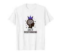King of Overthinking : Witty Brain Crown T-Shirt, Homme, Blanc, S
