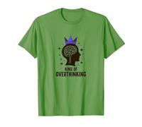 King of Overthinking : Witty Brain Crown T-Shirt, Homme, Herbe, L
