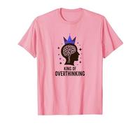 King of Overthinking : Witty Brain Crown T-Shirt, Homme, Rose, S