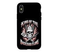 King of The Backyard Flame Proud Grilling Dad Humour Skull Coque pour iPhone X/XS