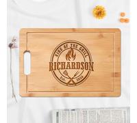 King of the Grill Planche à découper gravée personnalisée, cadeau idéal pour papa, mari, grand-père, amateur de barbecue, pour la fête des pères, Noël, un anniversaire ou une pendaison de crémaillère